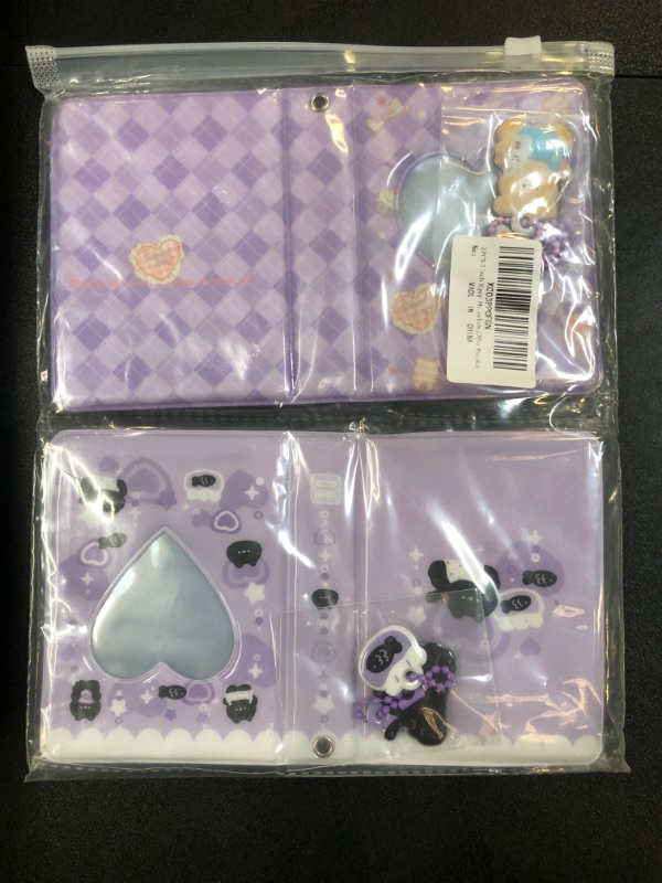 Photo 2 of 2Pcs Purple Kpop Photocard Holder Book Mini Photo Album with Love Butterfly Hollow Shape, 3 Inch, PVC Material, 40 Pockets
