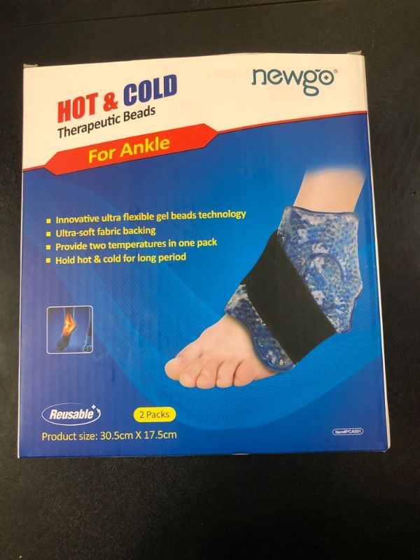 Photo 3 of NEWGO Ankle Ice Pack for Injuries Reusable, 2 Pack Ankle Cold Pack Flexible Ice Pack for Ankle Surgery Recovery, Ankle Swelling, Foot Injuries, Plantar Fasciitis, Achilles Tendonitis (Blue) Blue-2pack