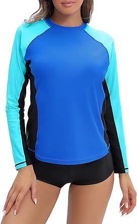 Photo 1 of Halcurt Women UPF 50 Rash Guard Striped Long Sleeves Bathing Tops Surf Sun Shirt Medium