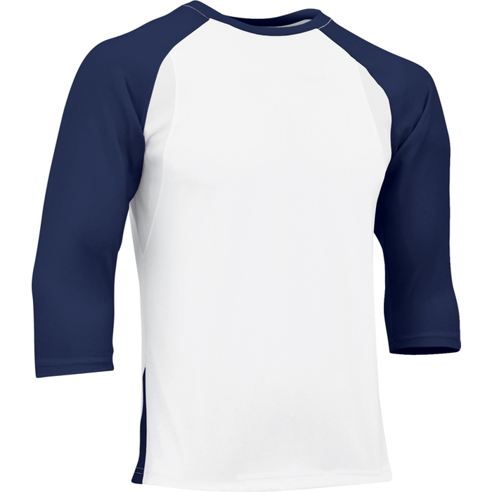 Photo 1 of Complete Game 3/4 Sleeve Baseball Shirt Adult Medium White with Navy Sleeves
