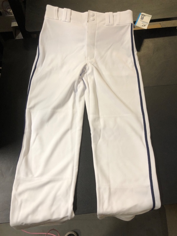 Photo 2 of CHAMPRO Youth Triple Crown Open Bottom Piped Baseball Pants Large White, Navy Pipe