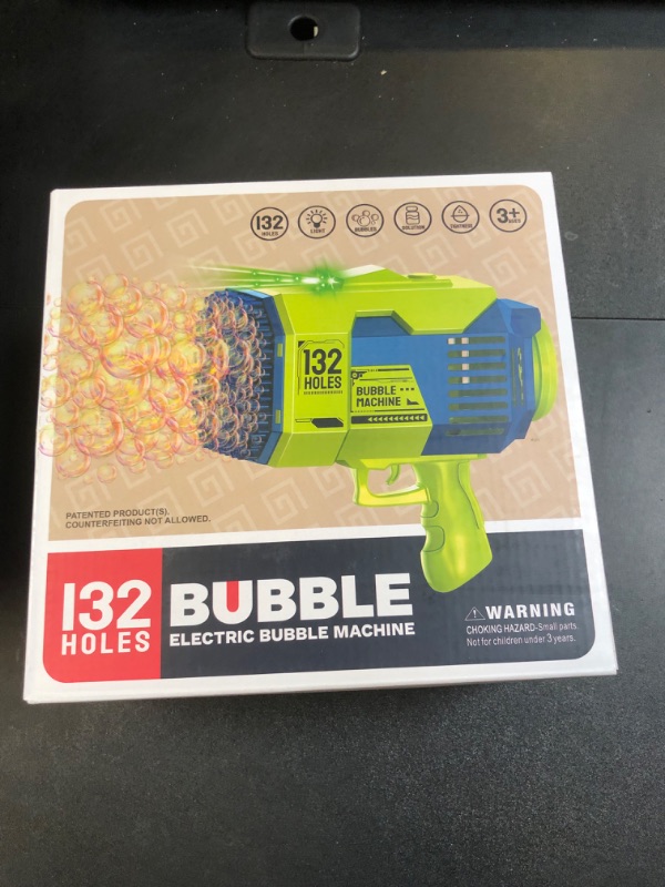 Photo 3 of Newest Upgraded Bazooka Bubble Blaster Machine Gun by Aquard Duck, Now with 132 Holes and a Bright Colorful Light That Will Make The Bubbles Shine (Blue)
