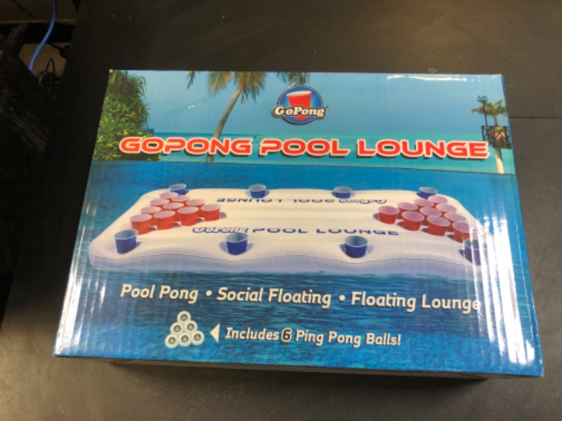 Photo 3 of GoPong Pool Lounge Beer Pong Inflatable with Social Floating, White