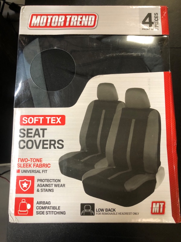 Photo 2 of Motor Trend Gray Cloth Car Seat Covers for Front Seats – Premium Automotive Bucket Seat Covers, Made for Vehicles with Removable Headrests, Interior Covers for Car Truck Van SUV Gray Straight Line