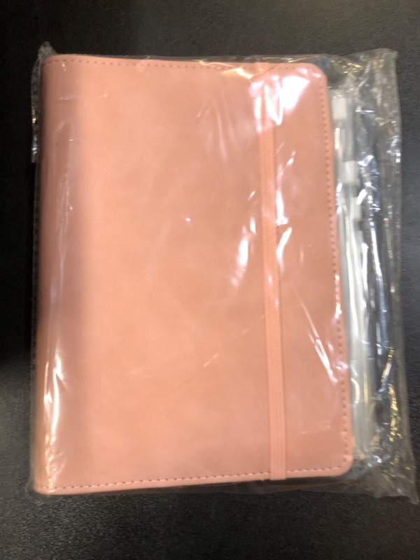 Photo 2 of LINTRU Budget Binder with Zipper Envelopes, Budget Book with Cash Envelopes, Premium Pu Leather A6 Binder with Expense Budget Sheets and Stickers, Savings Binder for Budgeting (Pink)
