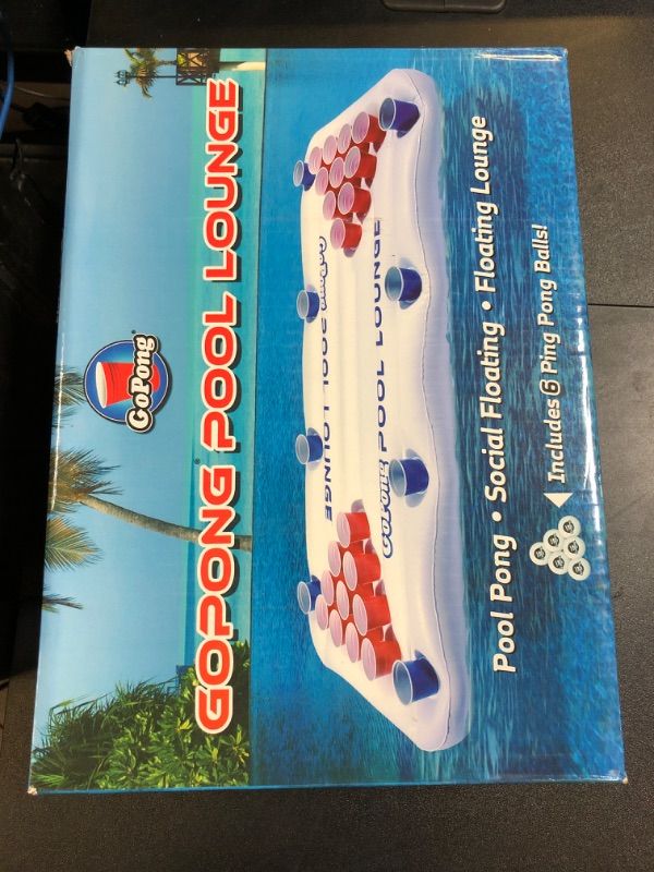 Photo 2 of GoPong Pool Lounge Beer Pong Inflatable with Social Floating, White
