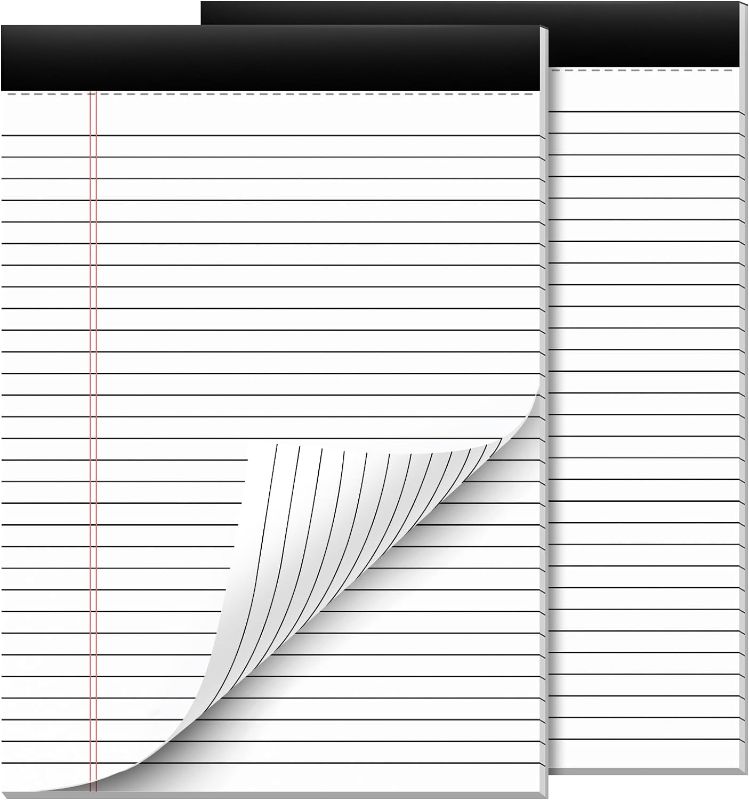 Photo 1 of Legal Pads 8.5 x 11 Note Pads 8.5 x 11.75 Inch Notepad 2 Pack of Writing Pads Wide Ruled Lined Paper Pads 21Ib White Paper Note Pads 8.5 x 11 with 30 Sheets Per Legal Pad for School, Office, Home
