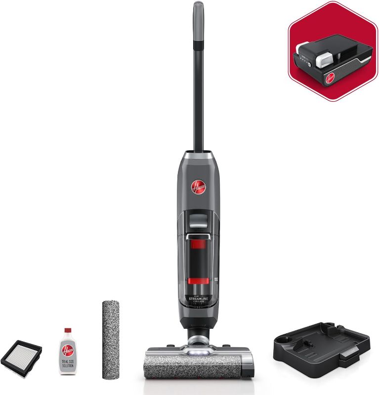 Photo 1 of Hoover ONEPWR Streamline Cordless Hard Floor Cleaner, Wet Dry Vacuum with Self Cleaning System, Edge Cleaning, Premium LCD Display, BH55400V, Silver
