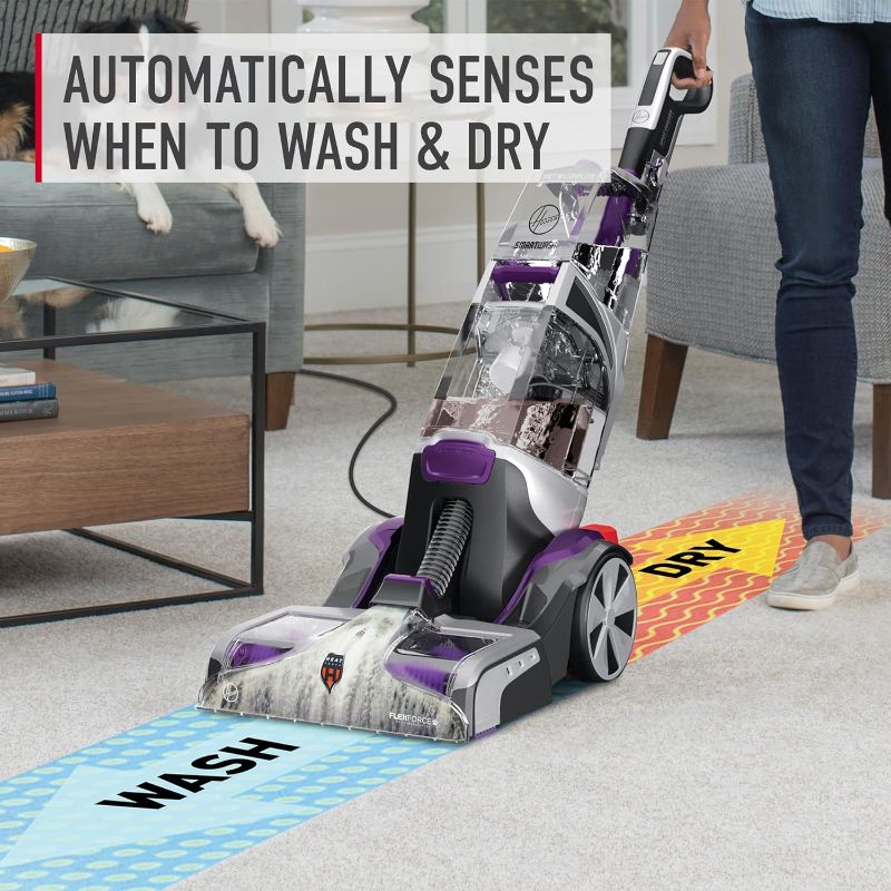 Photo 2 of Hoover SmartWash Pet Automatic Carpet Cleaner Machine with Spot Chaser Wand, Deep Cleaning Shampooer, Carpet Deodorizer and Pet Stain Remover, FH53000PC, Purple
