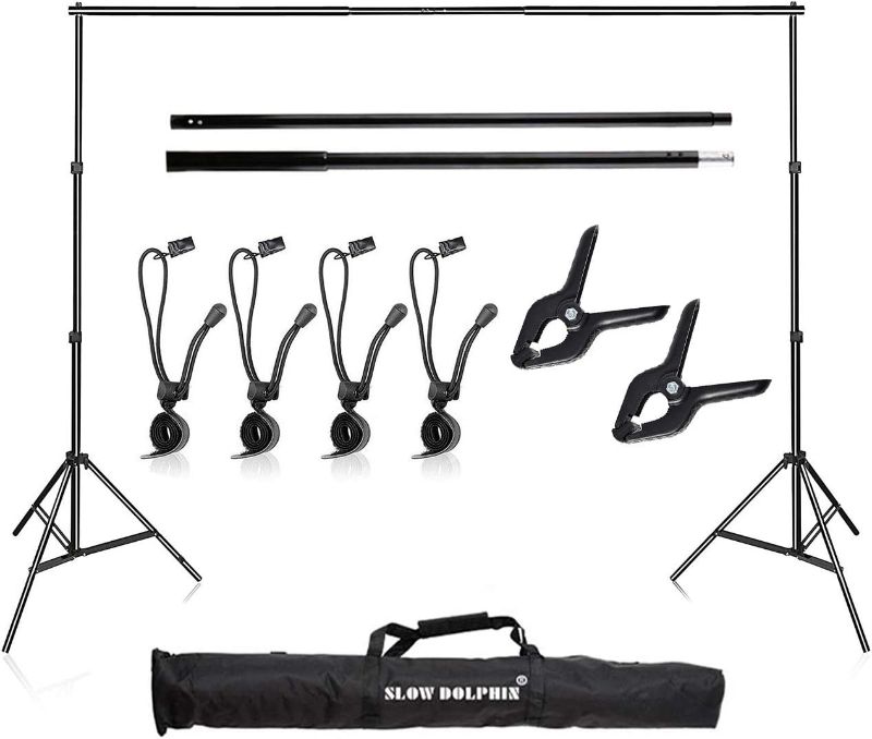 Photo 1 of SLOW DOLPHIN Photo Video Studio 10x7ft(WxH) Adjustable Backdrop Support System Kit Background Stand with Carry Bag

