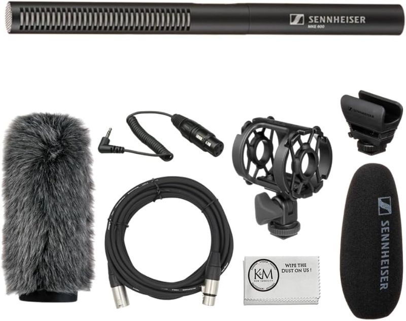 Photo 1 of Sennheiser MKE 600 Shotgun Microphone Bundled with Universal Shockmount + Windshield for Shotgun Microphones + 20-Feet XLR Microphone Cable + Cleaning Cloth (5 Items)
