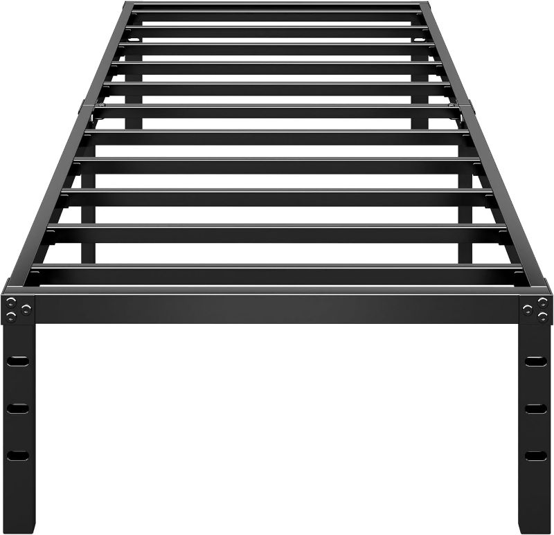 Photo 1 of HLIPHA Metal Platform Bed Frame 14 Inch Tall Bed No Box Spring Needed,Twin Size Bed with Heavy Duty Strong Support Slats,Easy to Assemble,Black
