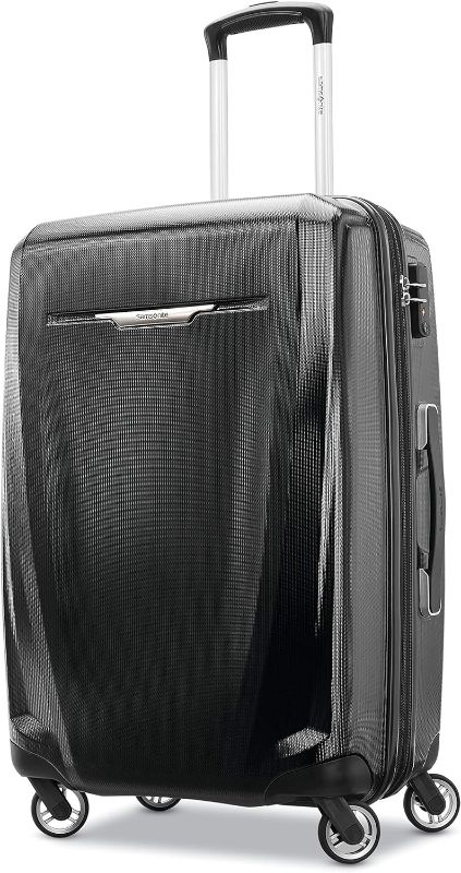 Photo 1 of Samsonite Winfield 3 DLX Hardside Expandable Luggage with Spinners, Checked-Medium 25-Inch, Black
