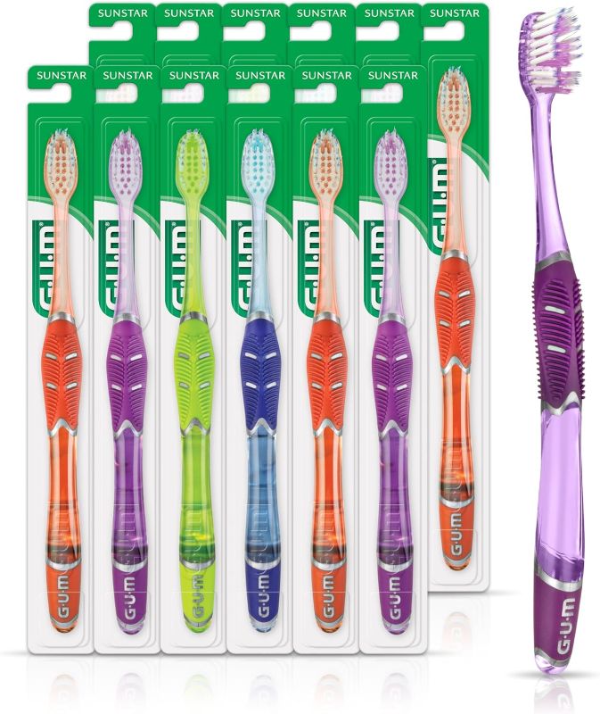 Photo 1 of GUM Technique Deep Clean Toothbrush - Compact Soft - Soft Toothbrushes for Adults with Sensitive Gums - Extra Fine Bristles, 1ct (12pk)
