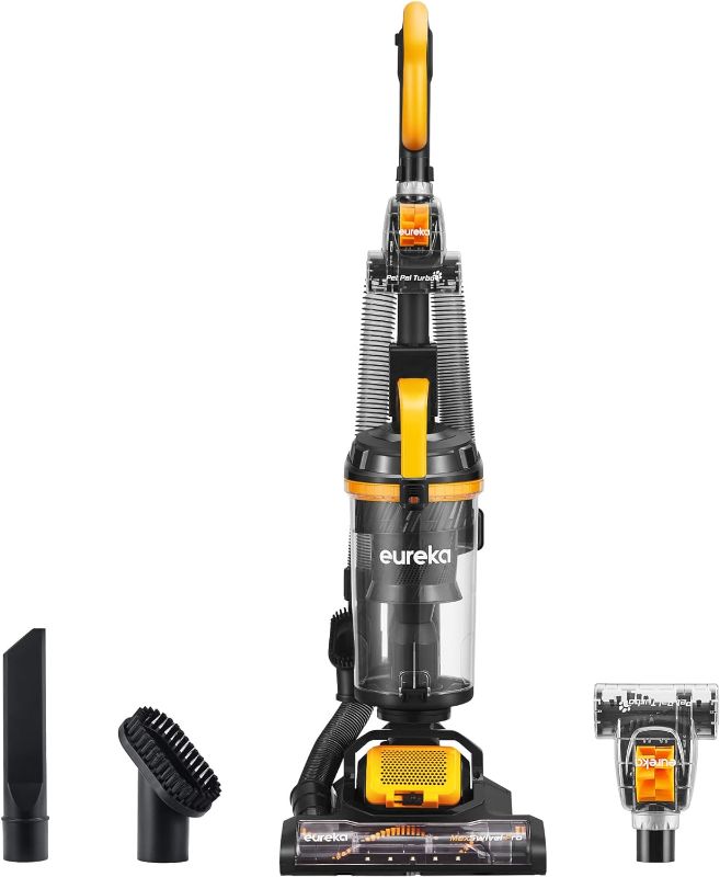 Photo 1 of Eureka Powerful Carpet and Floor, Household Cleaner for Home Bagless Lightweight Upright Vacuum, MaxSwivel Pro NEU350 with Pet Tool, Yellow
