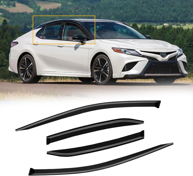 Photo 1 of CMVT Auto Window Visors for Toyota Camry 2018-2024, Rain Guards Shields Vent Shade Deflector Dark Smoke 2019 2020 2021 2022 2023, Tape-On, 4PCS
