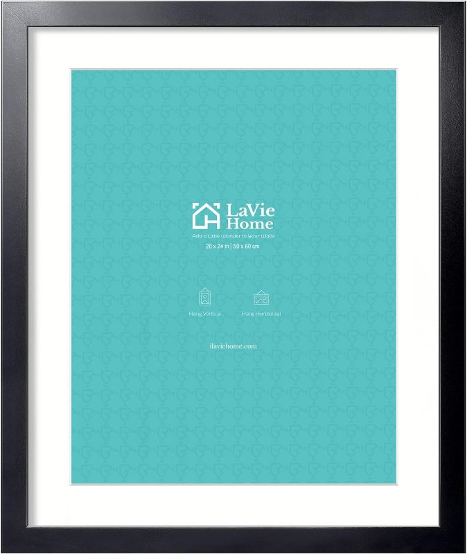 Photo 1 of LaVie Home 20x24 Picture Frame Black Poster Frame,Display Pictures 16x20 with Mat or 20x24 Without Mat, Stable and Sturdy Frame and Polished Plexiglass, Horizontal and Vertical Format of The Walls
