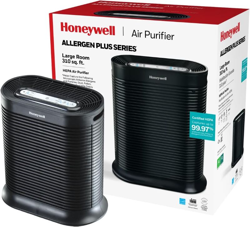 Photo 1 of Honeywell HPA200 HEPA Air Purifier for Large Rooms - Microscopic Airborne Allergen+ Reducer, Cleans Up To 1500 Sq Ft in 1 Hour - Wildfire/Smoke, Pollen, Pet Dander, and Dust Air Purifier – Black
