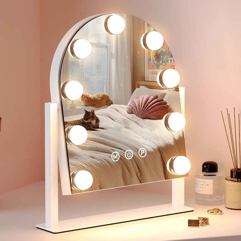 Photo 1 of Vanity Mirror with Lights,Tabletop Makeup Mirror with 9 LED Lights Smart Touch Control 3 Colors Light 360°Rotation