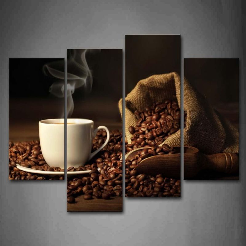 Photo 1 of Brown Coffee Wall Art Coffee Theme Canvas for Coffee Shop Painting Picture Print On Canvas Food Pictures for Home Decor Decoration Gift
