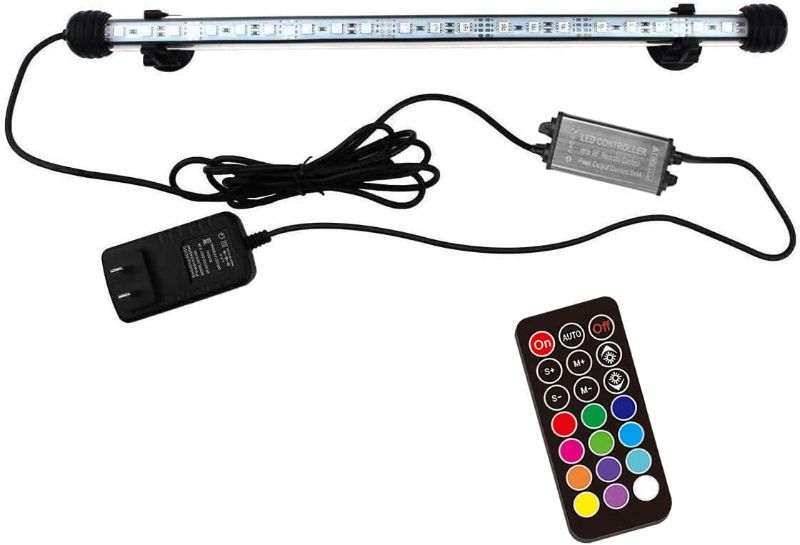 Photo 1 of COVOART 15 inches LED Aquarium Light, 2.5W Fish Tank Light Underwater Light Submersible Crystal Glass Lights, 21 LED Beads 12 Colors 19 Modes Brightness Adjustable Memory Function IP68 Waterproof
