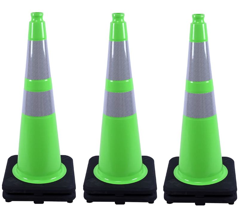 Photo 1 of 6Pack 28" inch Traffic Cones Green Safety Cones with 6 inch Reflective Collar for Home Driveway Road Parking Use(6 Cones)
