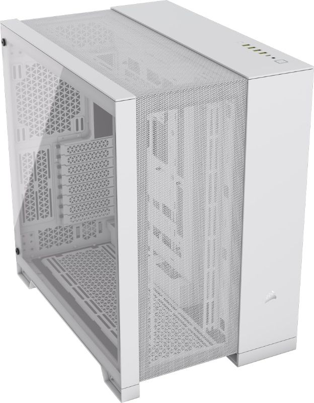 Photo 1 of CORSAIR 6500D AIRFLOW Mid-Tower ATX Dual Chamber PC Case – Tempered Glass – Reverse Connection Motherboard Compatible – No Fans Included – White
