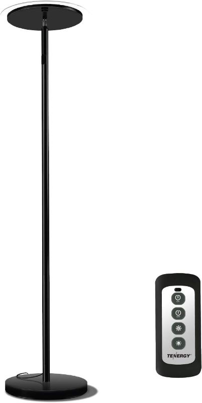 Photo 1 of Tenergy Modern Torchiere Floor Lamp, 3000L LED, 30W, Remote Control, Touch Dimmer, 90° Adjustable, Warm White
