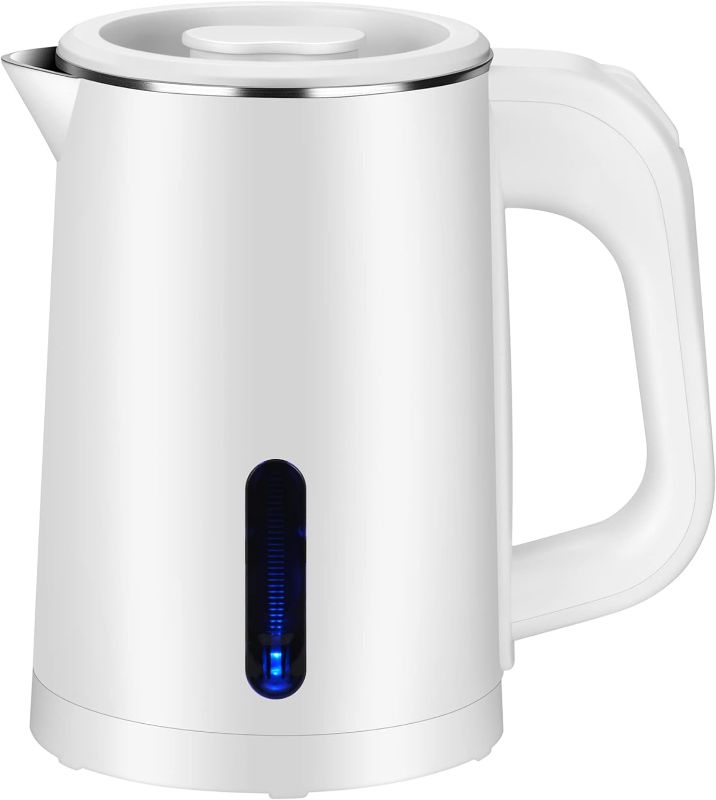 Photo 1 of Small Electric Tea Kettle Stainless Steel, 0.8L Portable Mini Hot Water Boiler Heater, Travel Electric Coffee Kettle with Auto Shut-Off & Boil Dry Protection (White)
