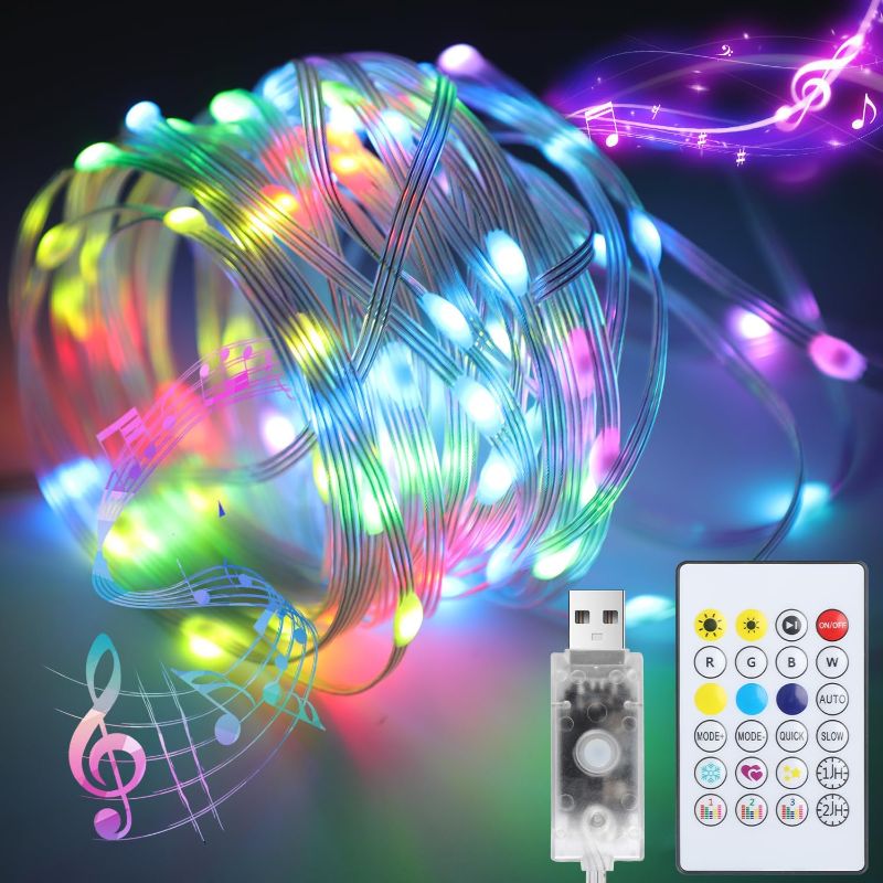 Photo 1 of 33FT LED Fairy Lights with Remote - Color Changing String Light 11 Modes USB String Light Camping Multicolor Twinkle Lights for Party, Wedding, Christmas, Halloween, Decoration
