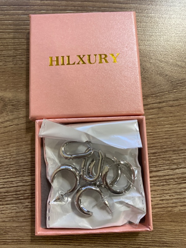 Photo 1 of Hoop Earrings for Women, Hypoallergenic Chunky Hoop Earrings Multipack, Lightweight Twisted Huggie Hoops Earring Set Jewelry for Gifts
