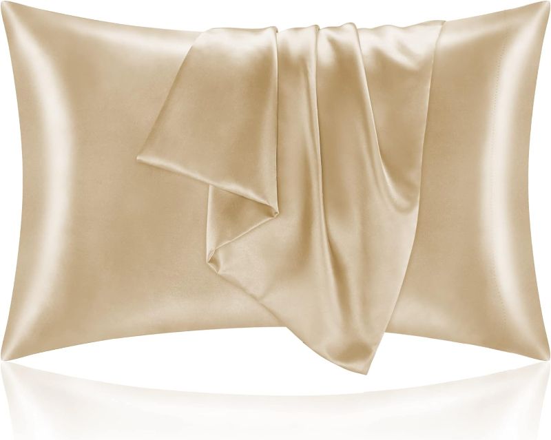 Photo 1 of BEDELITE Satin Pillowcase for Hair and Skin, Super Soft and Cooling Similar to Silk Pillow Cases 2 Pack with Envelope Closure, Gift for Women Men(20"x40" Inches, Champagne)
