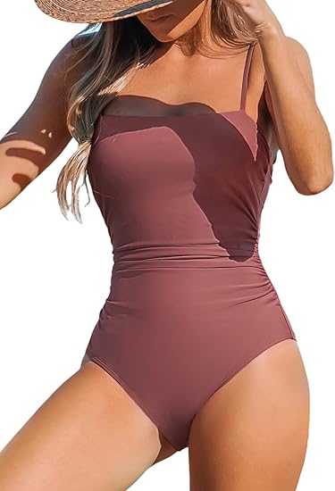 Photo 1 of {XL} CUPSHE Women Swimsuit One Piece Bathing Suit Square Neck Cutout Back Tummy Control with Adjustable Spaghetti Straps
