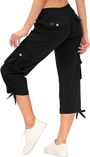 Photo 1 of {S} MoFiz Women's Cargo Capris Hiking Pants Lightweight Quick Dry Outdoor Athletic Travel Casual Loose Comfy Cute Pockets
