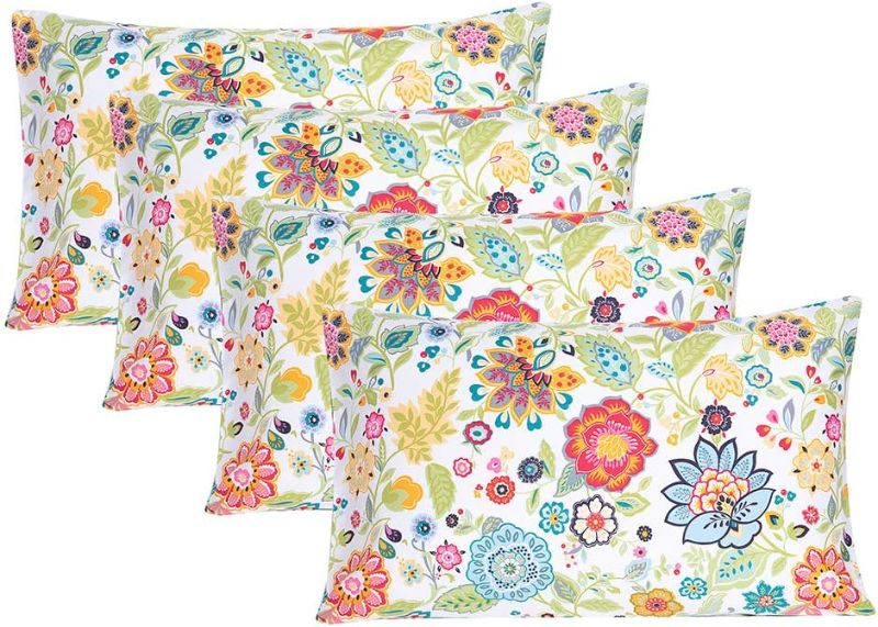 Photo 1 of Bedlifes Floral Pillow Cases -Pillowcase Set of 4 Cooling Breathable Ultra Soft 100% Microfiber -4 Pack Flowers -King Size
