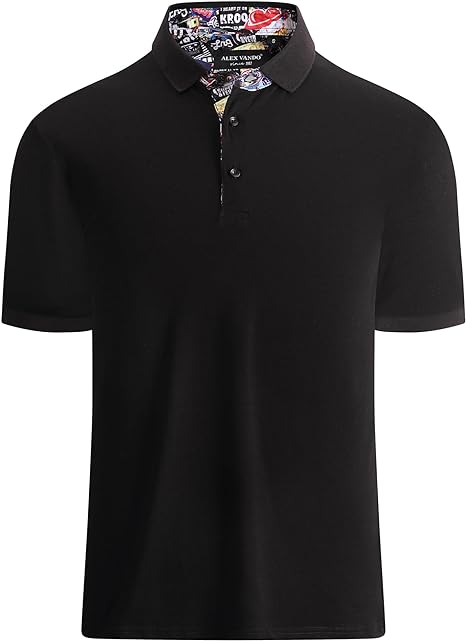 Photo 1 of {M} Alex Vando Mens Polo Shirts Short Sleeve Regular Fit Fashion Designed Shirt
