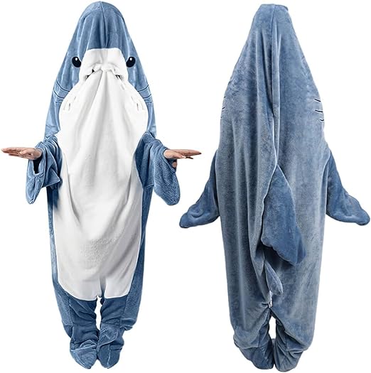 Photo 1 of {M} Shark Blanket Hoodie Onesie Adult & Kid, Shark Onesie Costume, Shark Blanket Wearable, Cozy Shark Pajamas Snuggie

