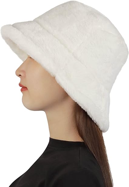 Photo 1 of Bucket Hats Fuzzy Sheep Print Women Men Plush Cap Warm Soft Fisherman Hat Adjustable Winter Spring
