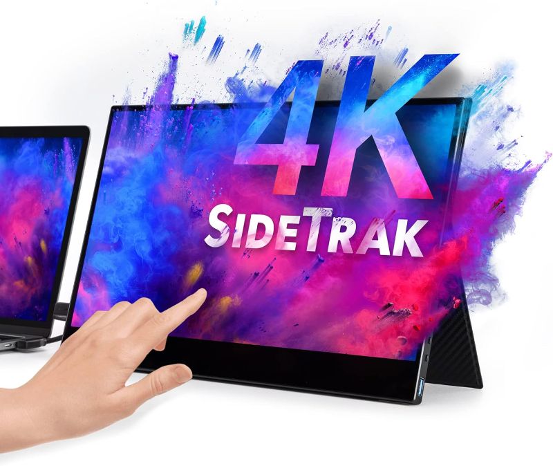 Photo 1 of SideTrak Solo 15.6” 4k Touchscreen Portable Ultra HD LED Monitor, Laptop Dual Screen Computer Extender for PC, Gaming & Chrome, Powered by USB-C or HDMI & USB-A
