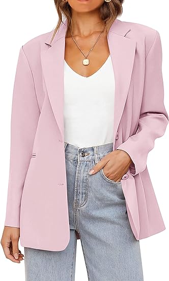 Photo 1 of {S} MEROKEETY Women's 2024 Fall Casual Blazers Long Sleeve Lapel Open Front Button Work Blazer Jackets with Pockets
