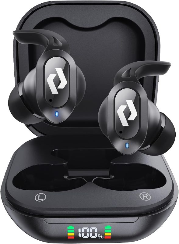 Photo 1 of Wireless Ear buds Bluetooth Earbuds Wireless Charging Case Waterproof Headphones Built in Microphone Stereo Bass 64H Playback LED Power Display for iPhone Android Phones Computer Sports Gaming Workout
