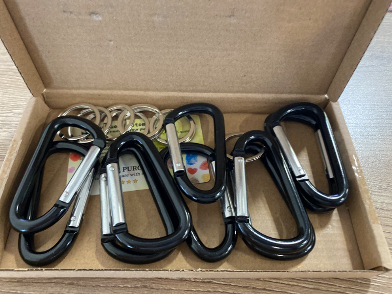 Photo 1 of Sprookber 3" Aluminum Carabiner D Ring, Caribeener Clips, Spring Snap Hook for Keychain Clip, Set of 10
