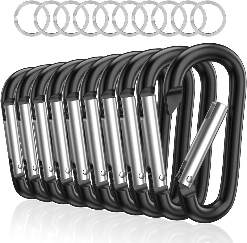 Photo 1 of Sprookber 3" Aluminum Carabiner D Ring, Caribeener Clips, Spring Snap Hook for Keychain Clip, Set of 10
