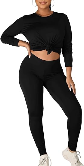 Photo 2 of [3xl] Kaximil Women's Workout Tracksuit 2 Piece Outfits Long Sleeve Top Legging Jogger Pants Set
