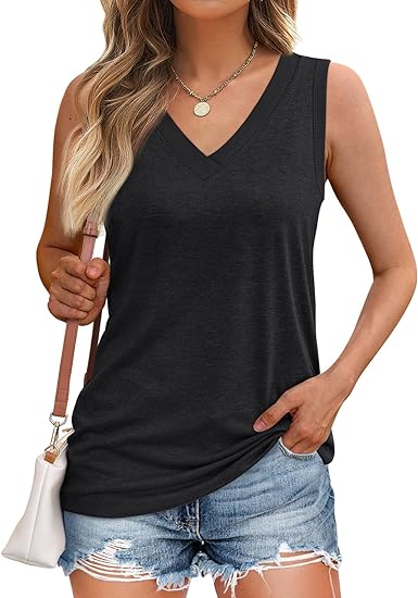 Photo 1 of [L] AUTOMET Tank Top Women Casual Soft Summer V Neck Sleeveless Tops 2024 Outfits Clothes
