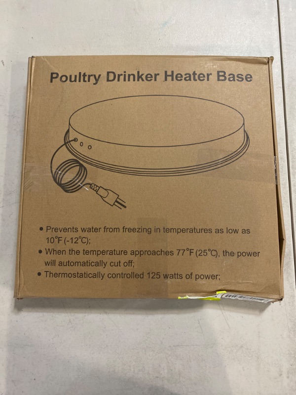 Photo 3 of Chicken Water Heater 15 in for 5 Gallons Chicken Drinker, 125W Poultry Waterer Heated Base with Thermostat and 9.8ft Power Cord for Metal Drinking Fountains Chicken Coop
