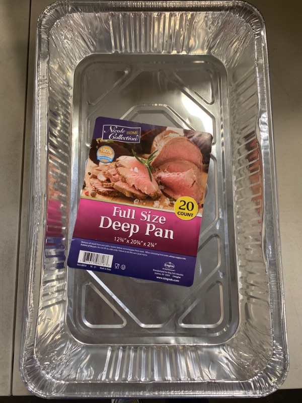 Photo 2 of Aluminum Deep Foil Pans Full Size, Large Disposable Roasting & Baking Pan, 21"x13" (20 Pack) Extra Heavy Duty Chafing Trays for Hotels, Restaurants, Caterers, Steam Table, Buffets & Bakeware
