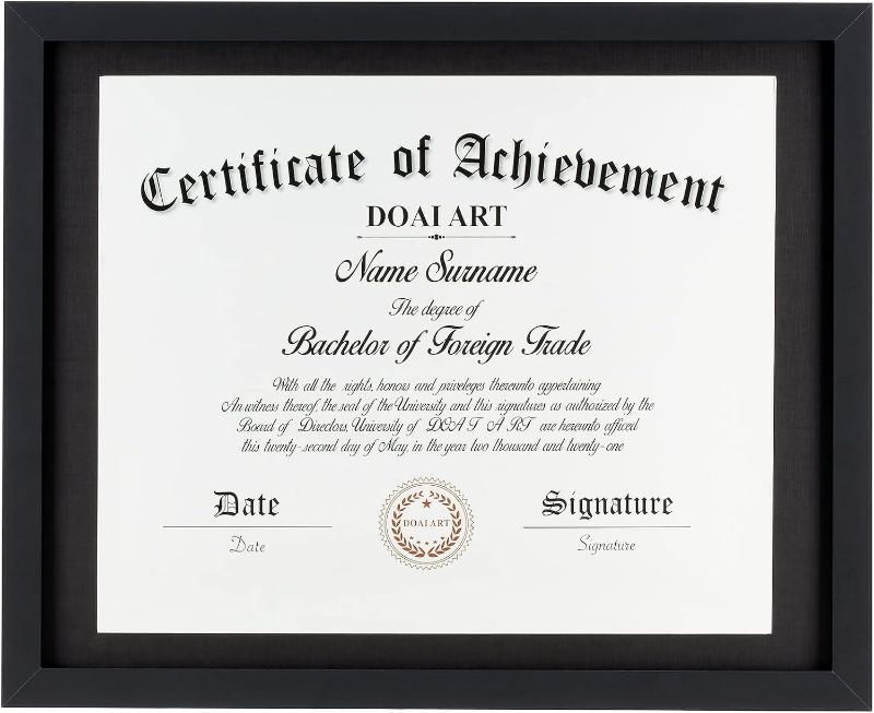Photo 1 of Diploma Frame 14x17 with Mat Classic Black Display Document/Certificate 16x20 without Mat and Picture 17x14 with Black Mat | Wall Hangers,MDF Wood,HD Glass,Black
