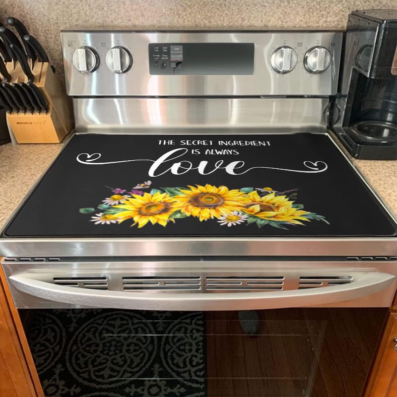 Photo 1 of Glass Stove Top Cover - Electric Stove Top Cover, Sunflower Kitchen Decor and Accessories, Glass Top Stove Cover Protector, Prevent Scratching & Expands Usable Space, Thick Natural Rubber 28.5x20.5
