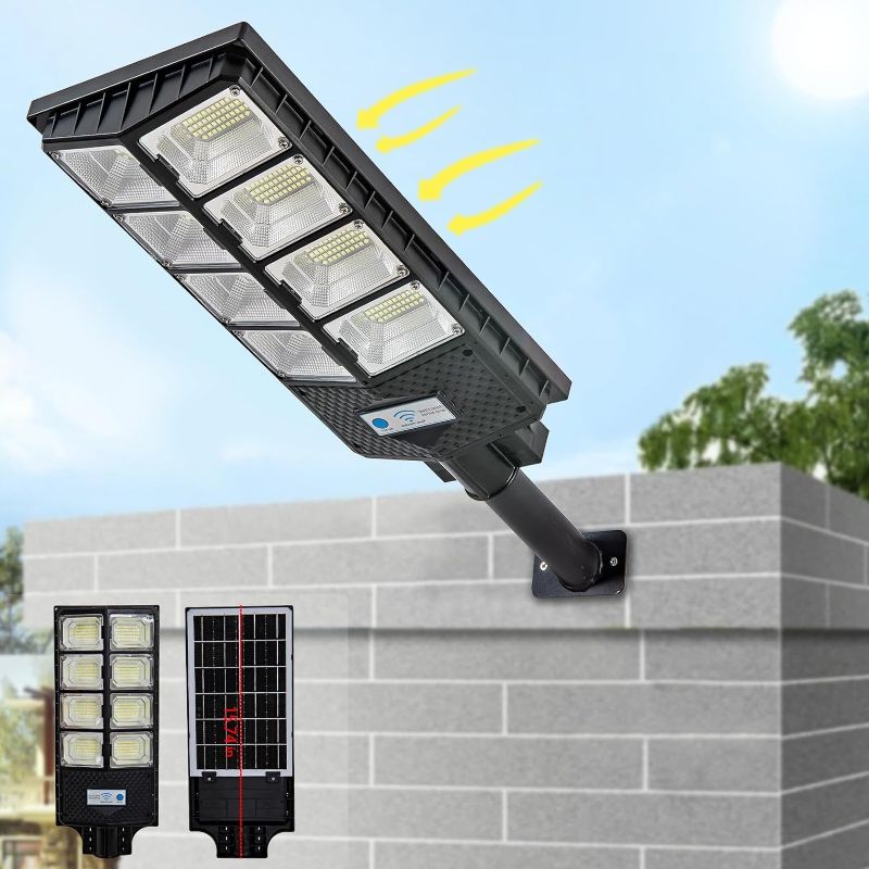 Photo 1 of Viruhaka Solar Outdoor Lights,448LEDs Street Lights with 20000LM Hight Brightness, IP66 Waterproof Security Flood Light, Dusk to Dawn Solar Street Lights,for Exterior Wall, Patio, Yard, Deck, Garden
